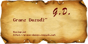 Granz Dezső névjegykártya